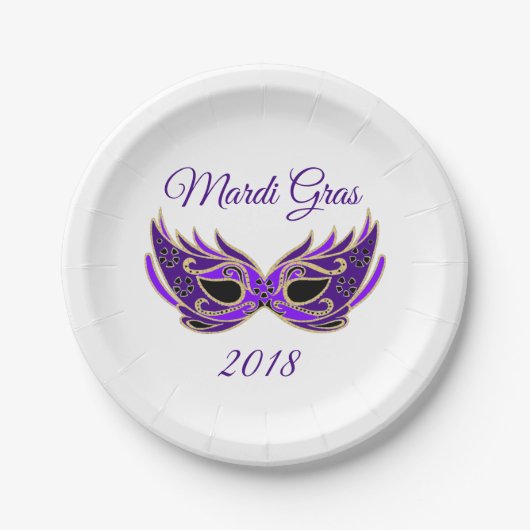 Mardi Gras 2018 Masker Papieren Bordje (Voorkant)