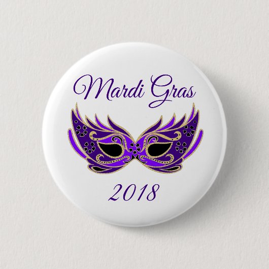 Mardi Gras 2018 Masker Ronde Button 5,7 Cm (Voorkant)