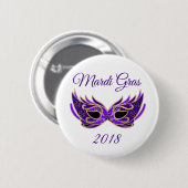 Mardi Gras 2018 Masker Ronde Button 5,7 Cm (Voorkant /achterkant)
