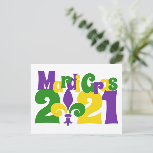 Mardi Gras 2021 fleur-de-lis Briefkaart (Staand voorkant)