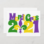 Mardi Gras 2021 fleur-de-lis Briefkaart (Voorkant / Achterkant)
