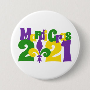 Mardi Gras 2021 fleur-de-lis Ronde Button 7,6 Cm