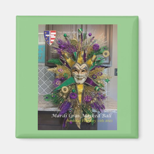 Mardi Gras 2021 Maskallen herdenkingsmagneet Magneet (Voorkant)