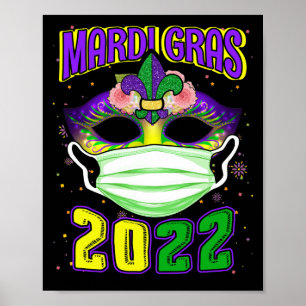 Mardi Gras 2022 met gezichtsmasker Poster