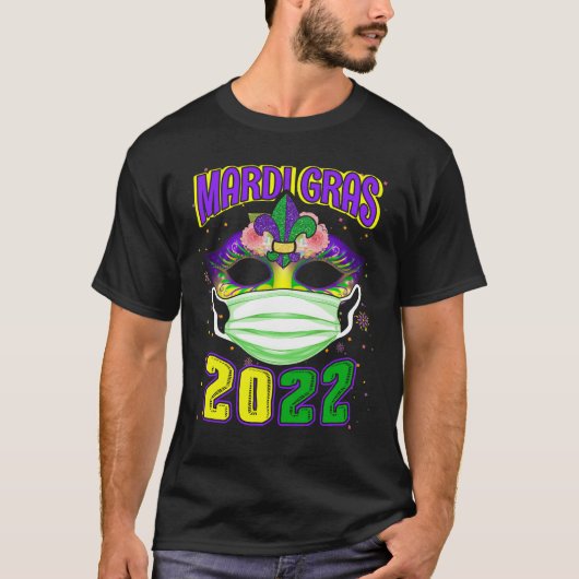 Mardi Gras 2022 met gezichtsmasker T-shirt (Voorkant)