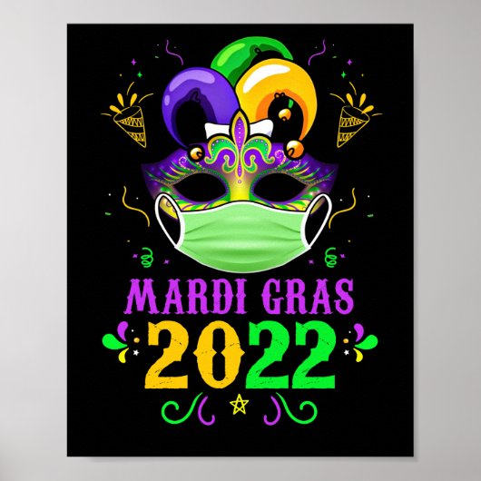 Mardi Gras 2022 Quarantine Festival with Face Mask Poster (Voorkant)