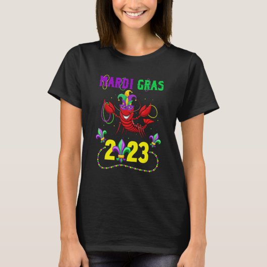 Mardi Gras 2023 Crawfish New Orleans Beads Carniva T-shirt (Voorkant)