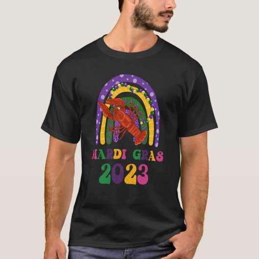 Mardi Gras 2023 Crawfish Rainbow Madri Gras Festiv T-shirt (Voorkant)