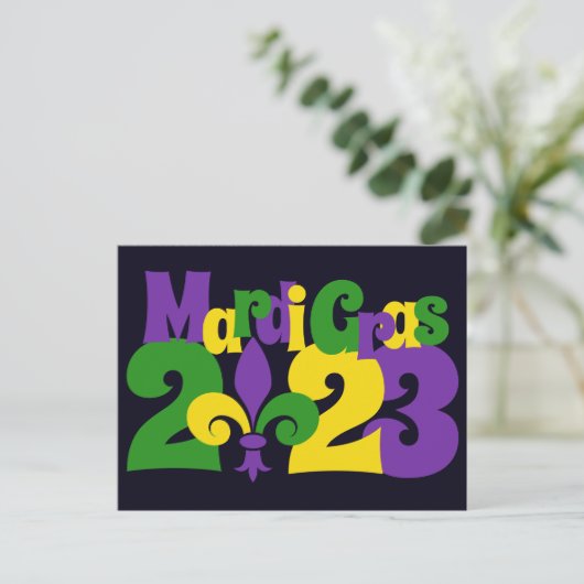 Mardi Gras 2023 fleur-de-lis Briefkaart (Staand voorkant)