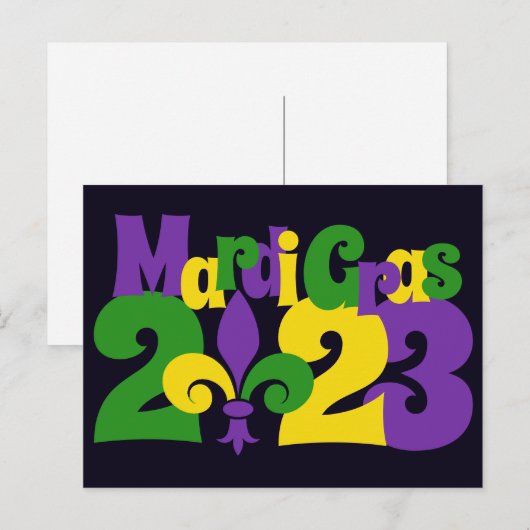 Mardi Gras 2023 fleur-de-lis Briefkaart (Voorkant / Achterkant)