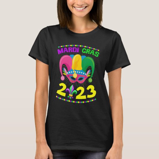 Mardi Gras 2023 Jester Outfit New Orleans Carnaval T-shirt (Voorkant)