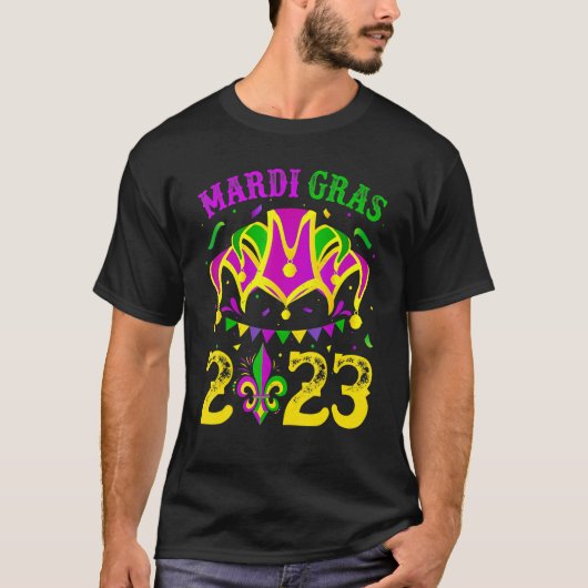 Mardi Gras 2023 Mask Beads Costume Mannen Womens G T-shirt (Voorkant)