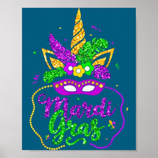 Mardi Gras 2024 Mask Beads New Orlean Party Women  Poster (Voorkant)