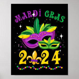 Mardi Gras 2024 Masker Fleur De Lys Kralen Nola Ca Poster