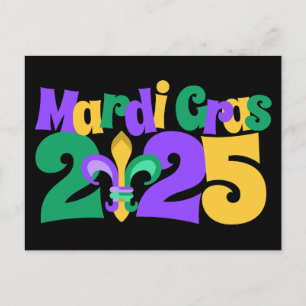 Mardi Gras 2025 fleur-de-lis Feestdagenkaart