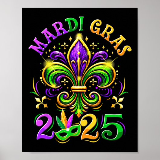 Mardi Gras 2025 Fleur de Lis Mannen Vrouwen Kinder Poster (Voorkant)