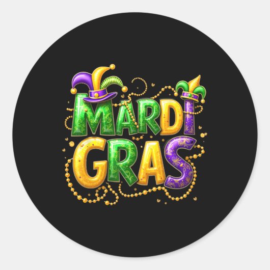 Mardi Gras 2025 Outfits voor mannen Vrouwen Ronde Sticker (Voorkant)