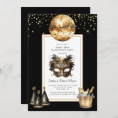 Mardi Gras 2026 Black Gold Glitter Kaart (Voorkant / Achterkant)