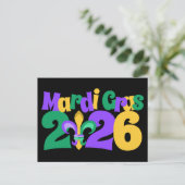 Mardi Gras 2026 fleur-de-lis Feestdagenkaart (Staand voorkant)