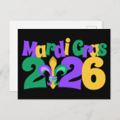 Mardi Gras 2026 fleur-de-lis Feestdagenkaart (Voorkant / Achterkant)