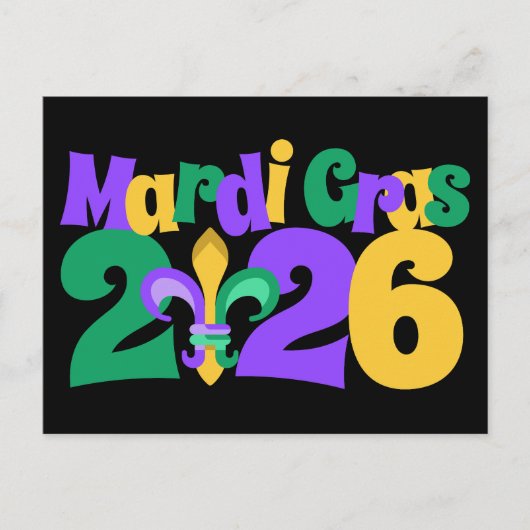 Mardi Gras 2026 fleur-de-lis Feestdagenkaart (Voorkant)