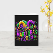 Mardi Gras 2026 Jester Hat Carnival New Orleans Fl Kaart (Gele Bloem)