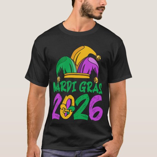 Mardi Gras 2026 Narrenhoed Carnaval Viering T-shirt (Voorkant)