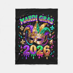 Mardi Gras 2026 Squad Carnaval Masker Kralen Ontwe Fleece Deken