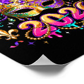 Mardi Gras 2026 Squad Carnaval Masker Kralen Ontwe Poster (Hoek)