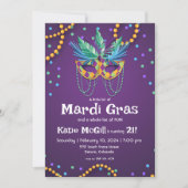 Mardi Gras 21e Uitnodiging voor verjaardagsfeestje (Voorkant)