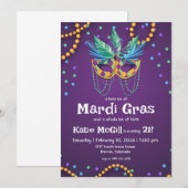Mardi Gras 21e Uitnodiging voor verjaardagsfeestje (Voorkant / Achterkant)