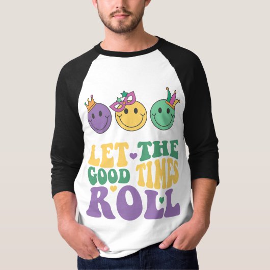 Mardi Gras 3/4 Sleeve Raglan T-shirt (Voorkant)