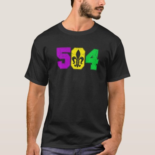 Mardi Gras 504 New Orleans Parade Carnival Party T-shirt (Voorkant)