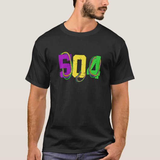 Mardi Gras 504 New Orleans Parade Carnival Party T-shirt (Voorkant)