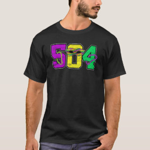 Mardi Gras 504 Nola New Orleans Louisiana LA Beads T-shirt