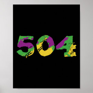 Mardi Gras 504 Nola Retro New Orleans T-shirt Fleu Poster