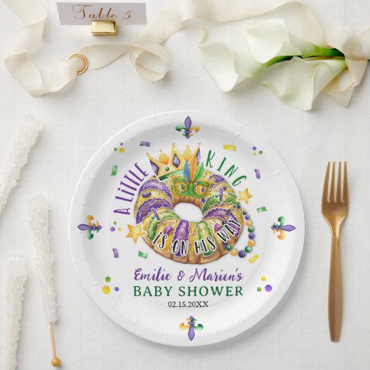 Mardi Gras A little King is on his way Papieren Bordje (Huwelijk)