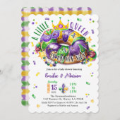 Mardi Gras A little Queen Scallop Invitation Kaart (Voorkant / Achterkant)