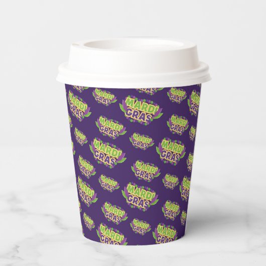 Mardi Gras Aangepast Logo Paars Groenboek Papieren Bekers (Achterkant)