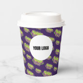 Mardi Gras Aangepast Logo Paars Groenboek Papieren Bekers (Voorkant)