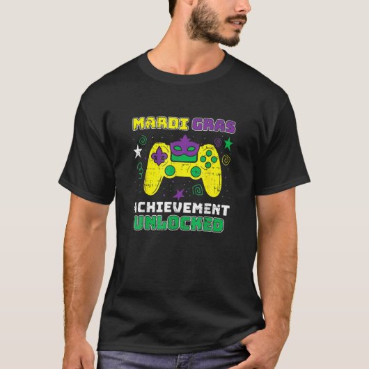 Mardi Gras Achievement Unlocked Videogame Control T-shirt (Voorkant)