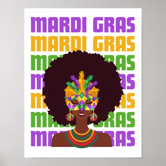 MARDI GRAS Afro Koningin Poster (Voorkant)