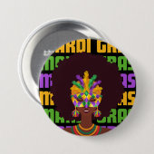 MARDI GRAS Afro Queen Ronde Button 7,6 Cm (Voorkant /achterkant)