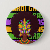 MARDI GRAS Afro Queen Ronde Button 7,6 Cm (Voorkant)