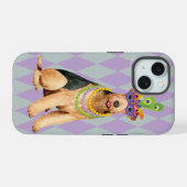 Mardi Gras Airedale iPhone 15 Case (Achterkant horizontaal)