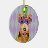 Mardi Gras Airedale Keramisch Ornament (Rechts)
