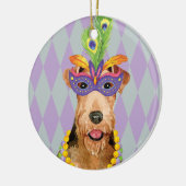 Mardi Gras Airedale Keramisch Ornament (Links)