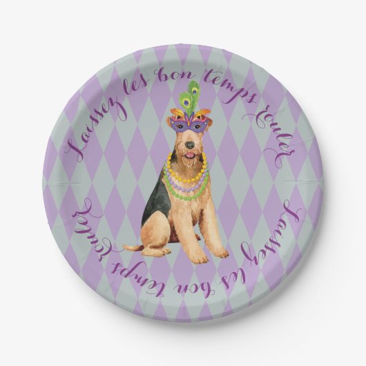 Mardi Gras Airedale Papieren Bordje (Voorkant)