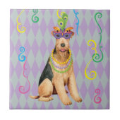 Mardi Gras Airedale Tegeltje (Voorkant)