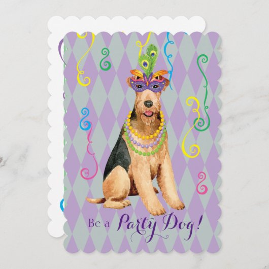 Mardi Gras Airedale Terrier Kaart (Voorkant / Achterkant)